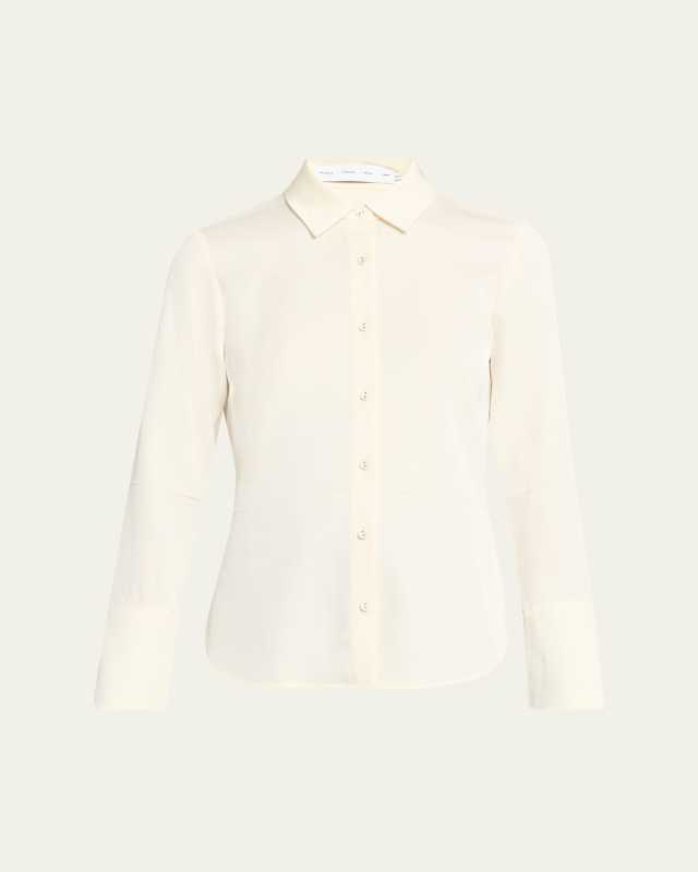 Maddi Merino Wool Twill Long-Sleeve Shirt
